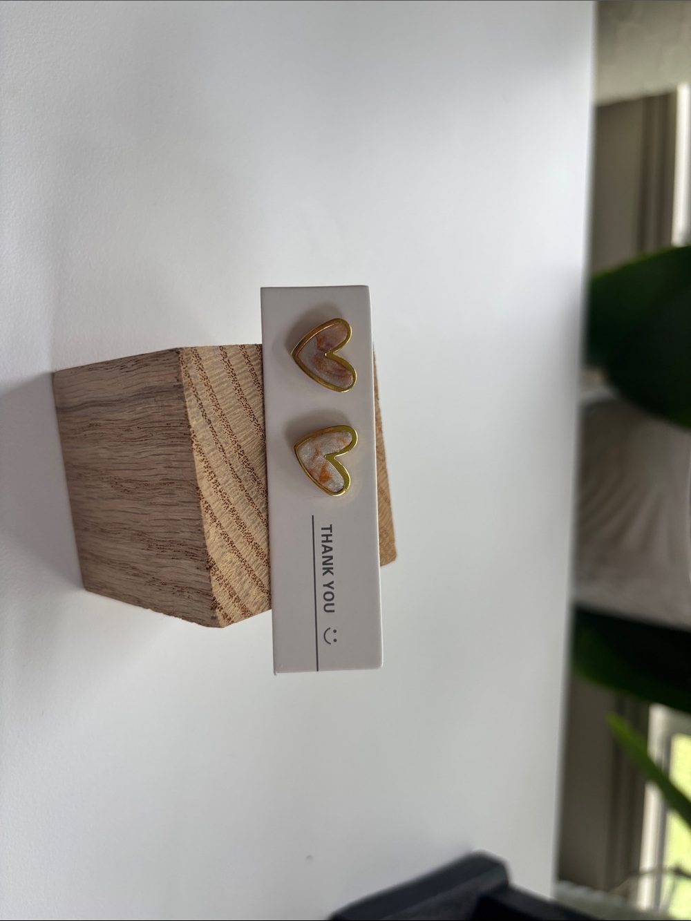 White and Gold Heart Stud Earrings - Elegant Accent